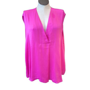 Rachel Roy Size 3X Hot Pink Crossover Pleat Sleeveless Blous